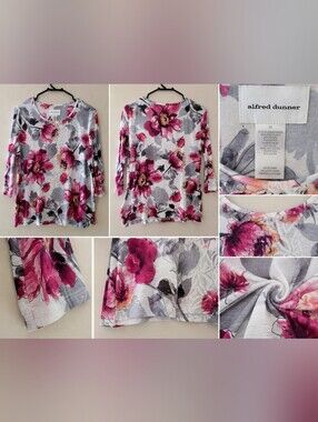 Alfani Women’s Pink Floral 3/4 Sleeve Knit Top